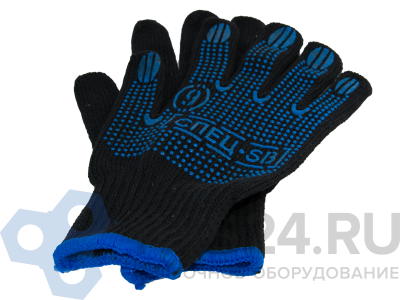 Перчатки хлопчатобумажные с ПВХ 9 размер черные СПЕЦ-SB